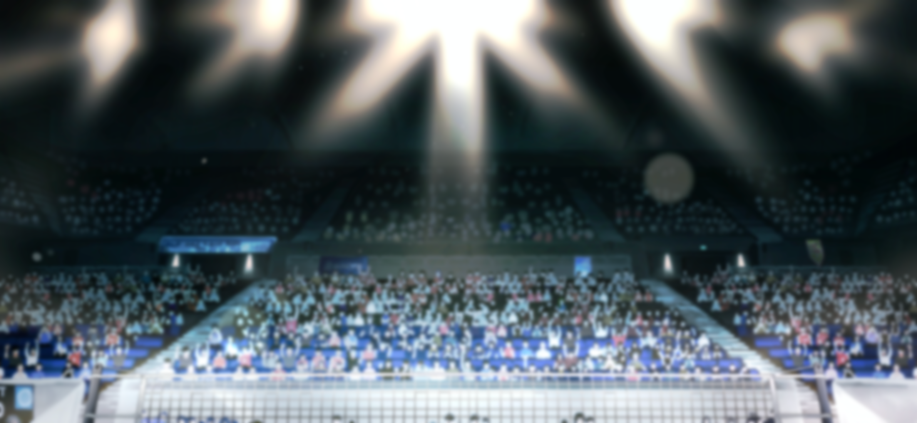 Banner image of character in volleyball stadium